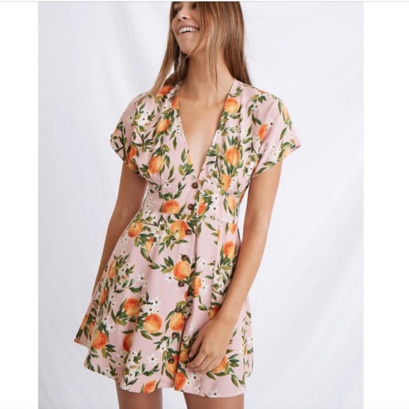 Marine Layer Women’s Camila Dress Oranges Print Size XS - Picture 2 of 7